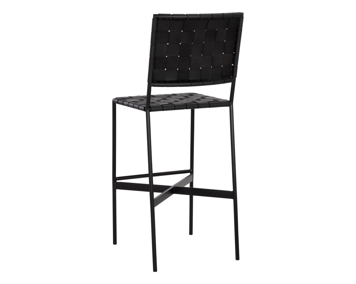 NAHLA OMARI BARSTOOL - BLACK LEATHER