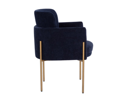 NAHLA RICHIE DINING ARMCHAIR - ANTIQUE BRASS - DANNY NAVY