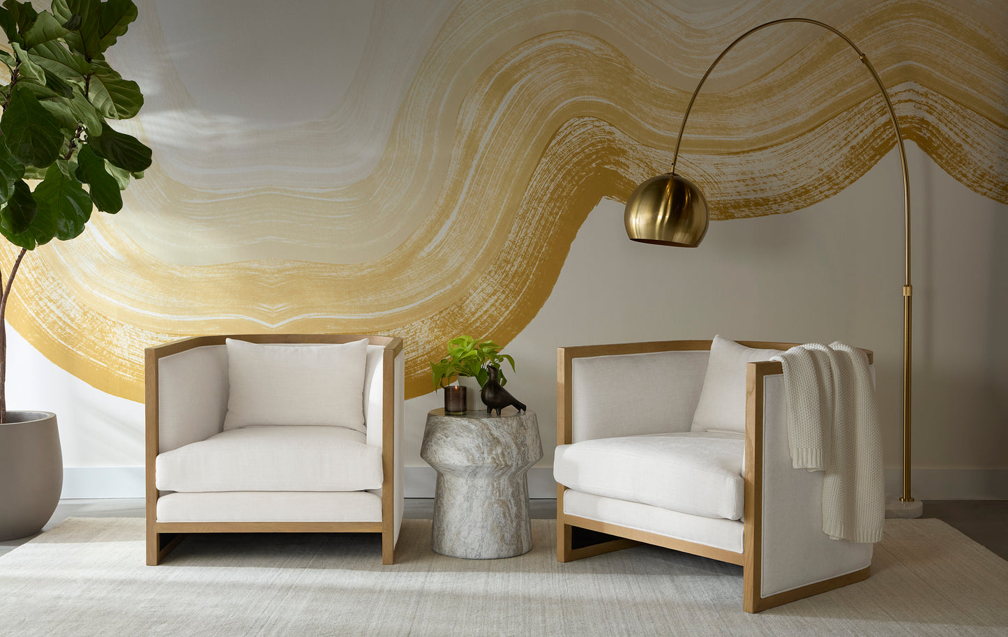 NAHLA VERN FLOOR LAMP - BRASS