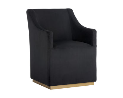 NAHLA ZANE WHEELED DINING ARMCHAIR - ABBINGTON BLACK