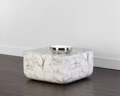 NAHLA STRUT COFFEE TABLE - MARBLE LOOK