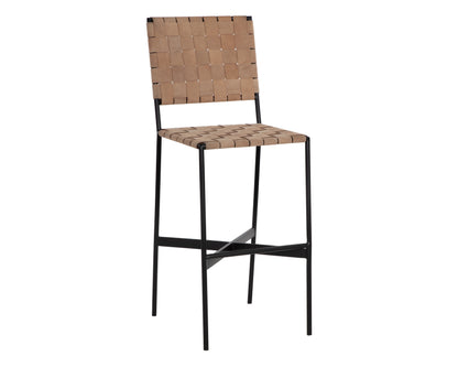 NAHLA OMARI BARSTOOL - SUEDE LIGHT TAN LEATHER