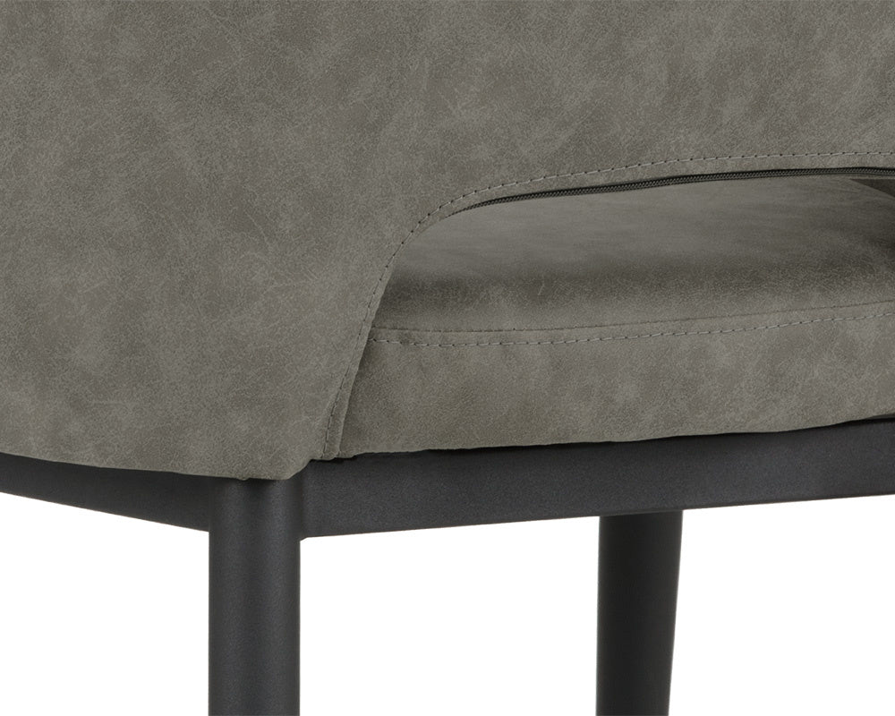 NAHLA THATCHER DINING ARMCHAIR - BLACK - ANTIQUE GREY