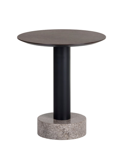 NAHLA MONACO END TABLE - BLACK - GREY MARBLE / RAW UMBER