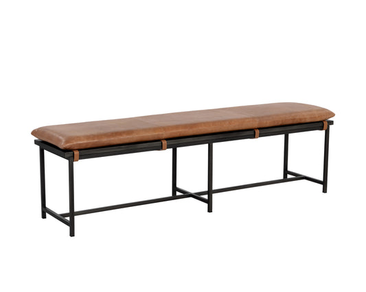 NAHLA ZANCOR BENCH - GUNMETAL - TAN LEATHER