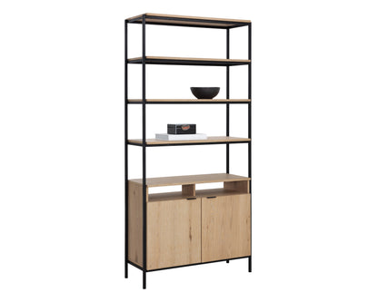 NAHLA AMBROSE MODULAR BOOKCASE - LARGE - RUSTIC OAK - BLACK