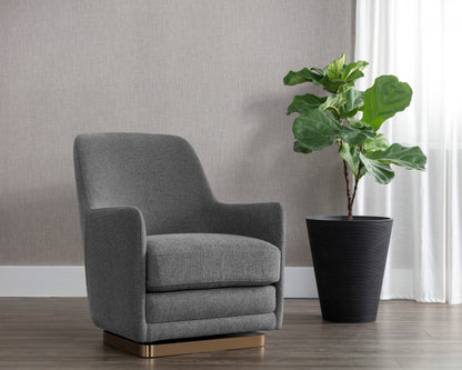 NAHLA MARCELA SWIVEL LOUNGE CHAIR - BELFAST KOALA GREY