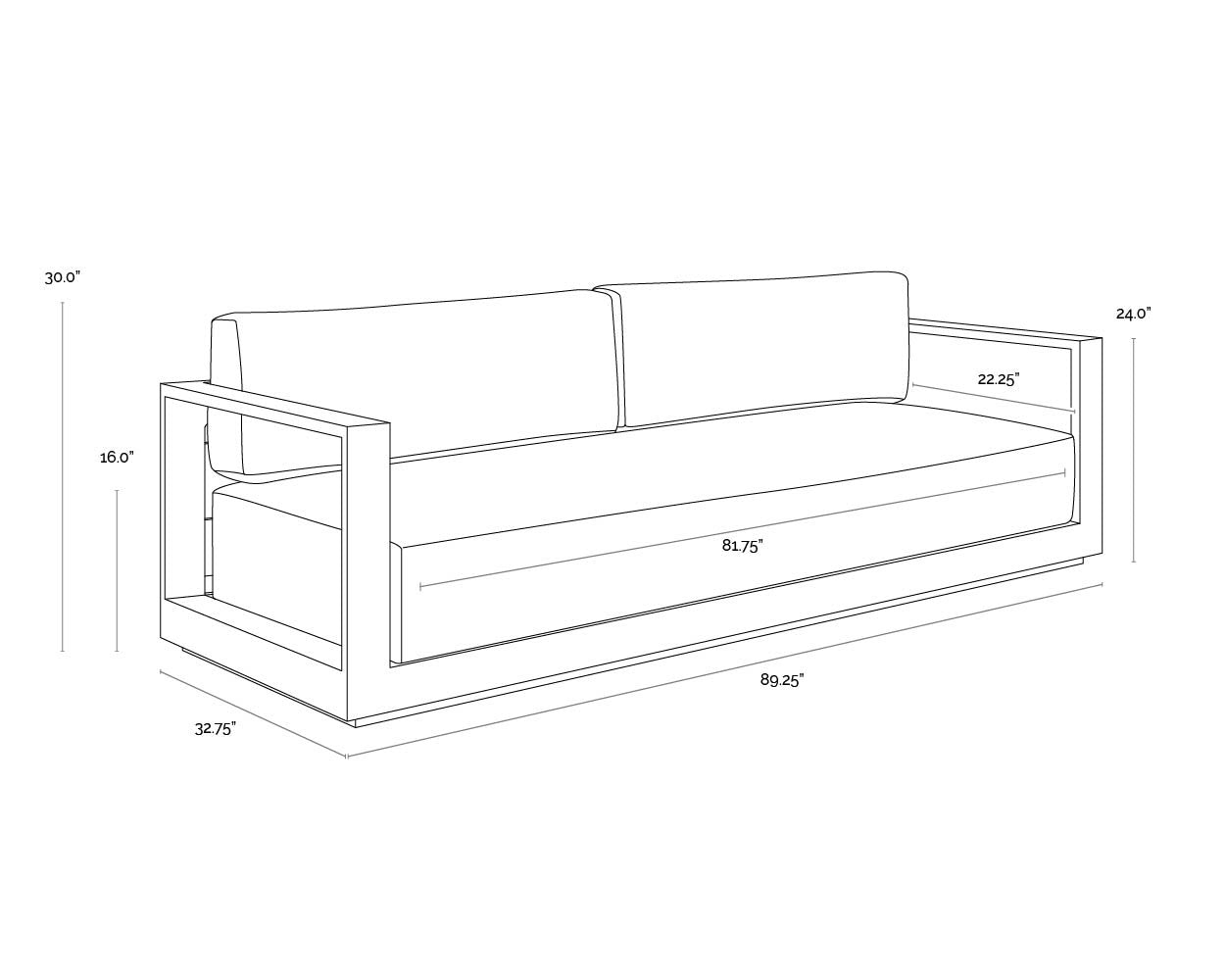 NAHLA TAVIRA SOFA - CHARCOAL - LANIKAI SALT AND PEPPER