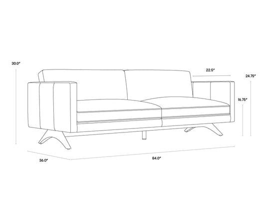 NAHLA ROGERS SOFA - CORTINA INK LEATHER