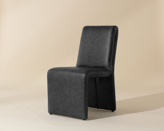 NAHLA CASCATA DINING CHAIR - MARSEILLE BLACK LEATHER