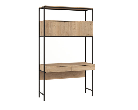 NAHLA AMBROSE MODULAR WALL DESK - RUSTIC OAK - BLACK