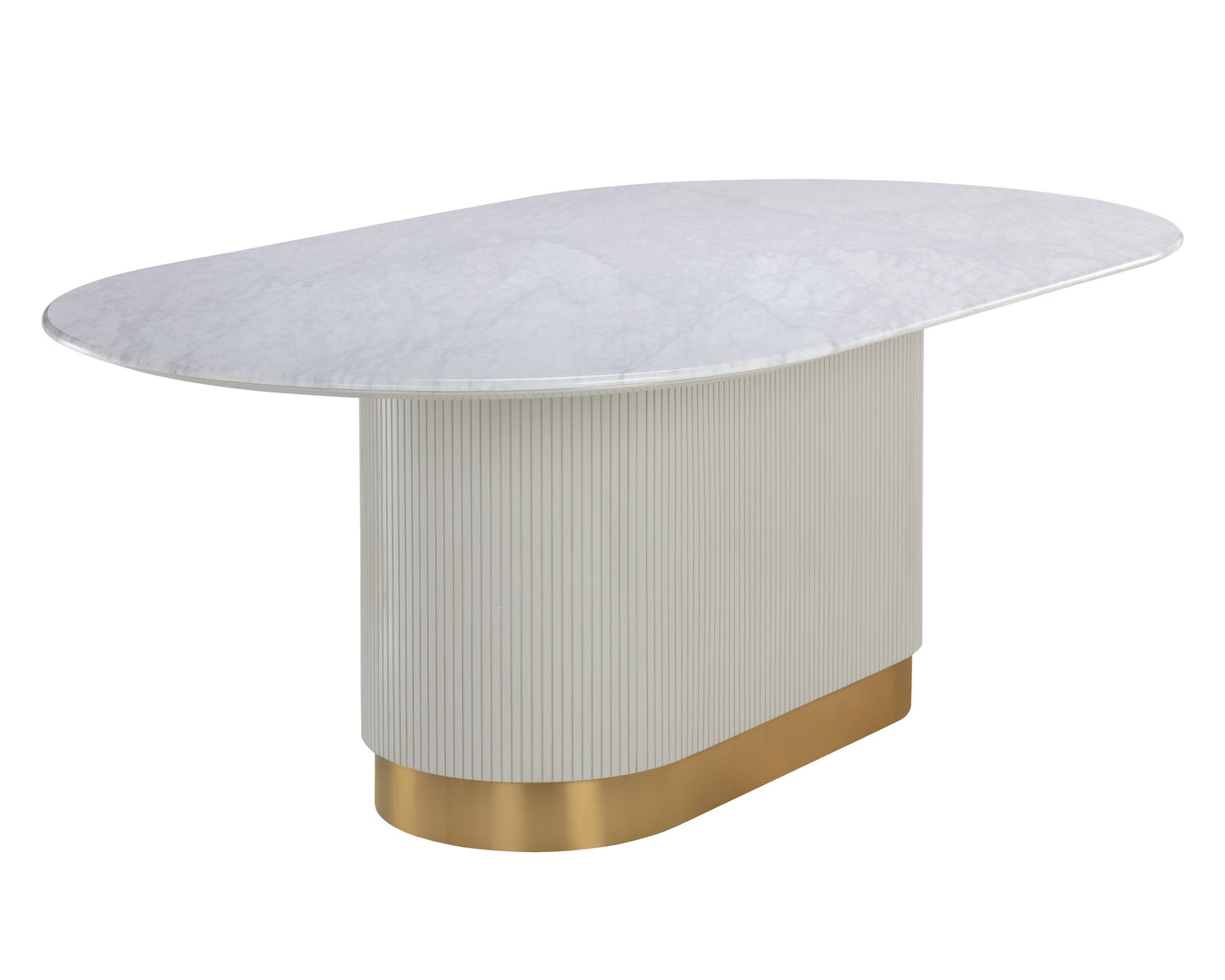 NAHLA PALOMA DINING TABLE - OVAL - WHITE MARBLE - 84"