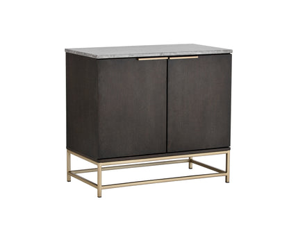 NAHLA REBEL SIDEBOARD - SMALL - GOLD - GREY MARBLE / CHARCOAL GREY