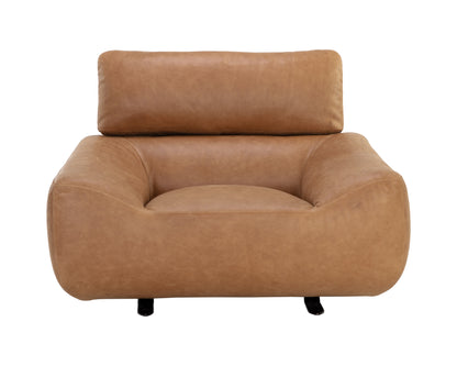 NAHLA PAGET GLIDER LOUNGE CHAIR - CAMEL LEATHER