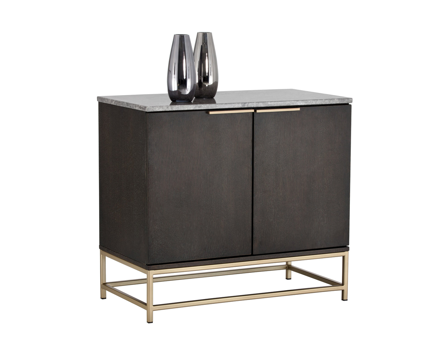 NAHLA REBEL SIDEBOARD - SMALL - GOLD - GREY MARBLE / CHARCOAL GREY