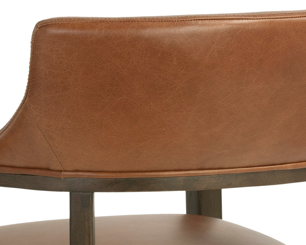 NAHLA BRYLEA DINING ARMCHAIR - BROWN - SHALIMAR TOBACCO LEATHER