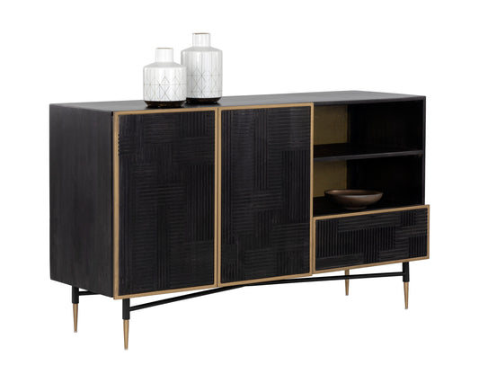 NAHLA MARKWOOD SIDEBOARD - BRASS - DARK BROWN