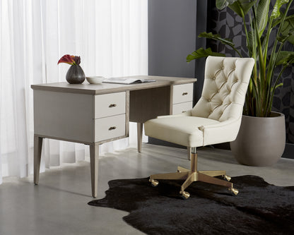 NAHLA PATTINSON DESK - WHITE CERUSE - OYSTER SHAGREEN