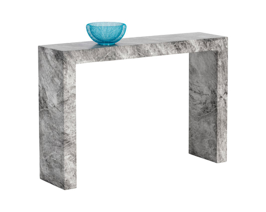 NAHLA AXLE CONSOLE TABLE - MARBLE LOOK - GREY