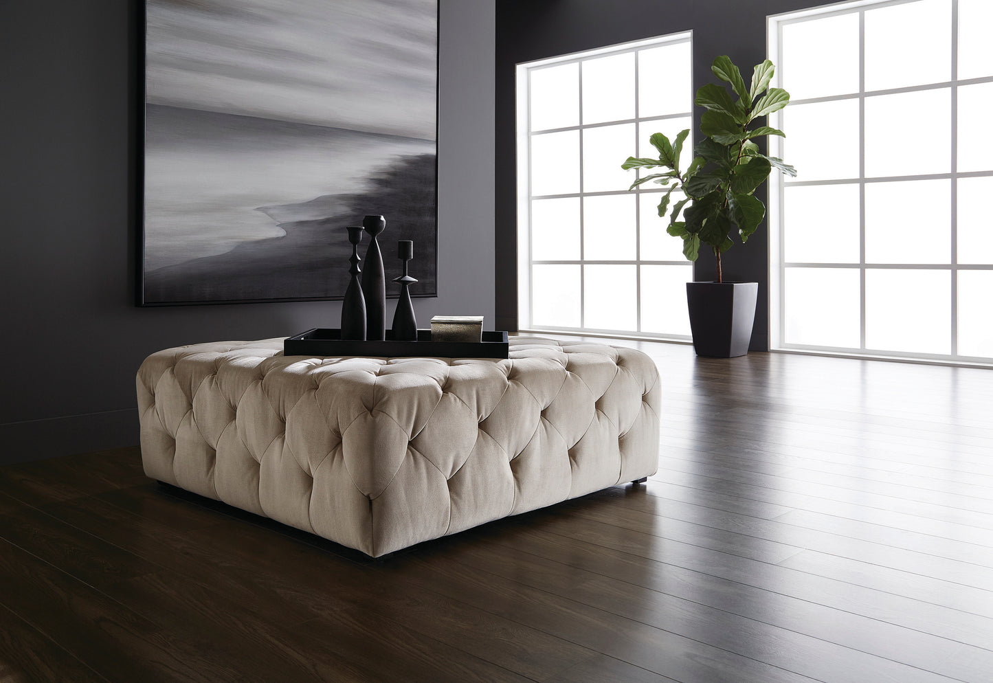 NAHLA MILLIE TUFTED OTTOMAN - PICCOLO PROSECCO