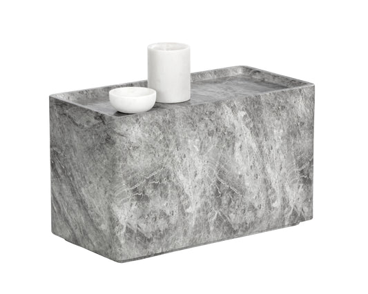 NAHLA LIZA SIDE TABLE - MARBLE LOOK - GREY