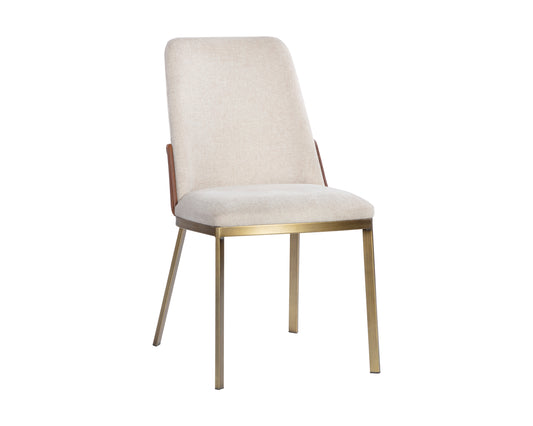 NAHLA MARIE DINING CHAIR - BELFAST OATMEAL / BRAVO COGNAC