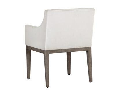 NAHLA MALIK DINING ARMCHAIR - ASH GREY - LINOSO IVORY