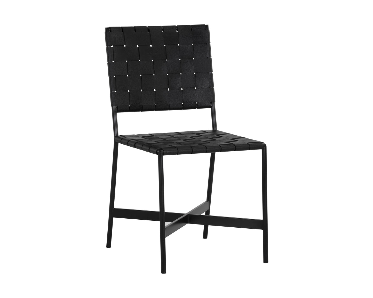 NAHLA OMARI DINING CHAIR - BLACK LEATHER