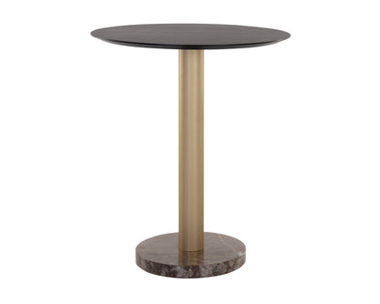 NAHLA MONACO BAR TABLE - GOLD - GREY MARBLE / CHARCOAL GREY