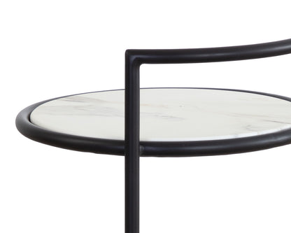 NAHLA PARGA END TABLE - BLACK - MARBLE LOOK