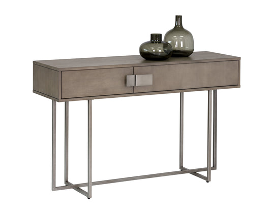 NAHLA JADE CONSOLE TABLE - ANTIQUE SILVER - ASH GREY