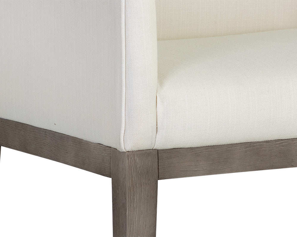 NAHLA MALIK DINING ARMCHAIR - ASH GREY - LINOSO IVORY