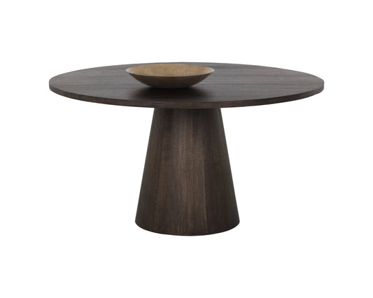 NAHLA ELINA DINING TABLE - ROUND - BROWN OAK - 54"