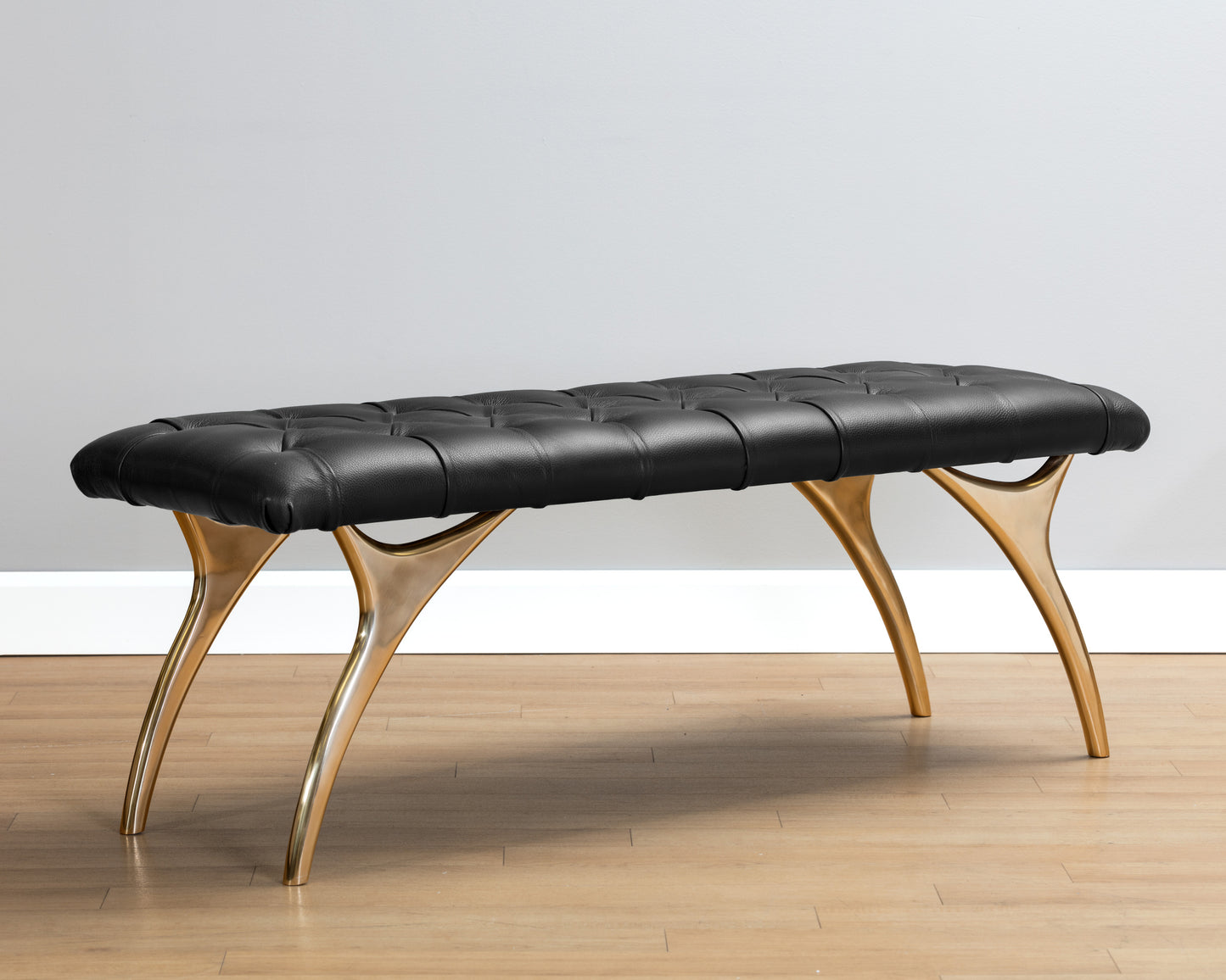 NAHLA TAYLEN BENCH - BLACK LEATHER