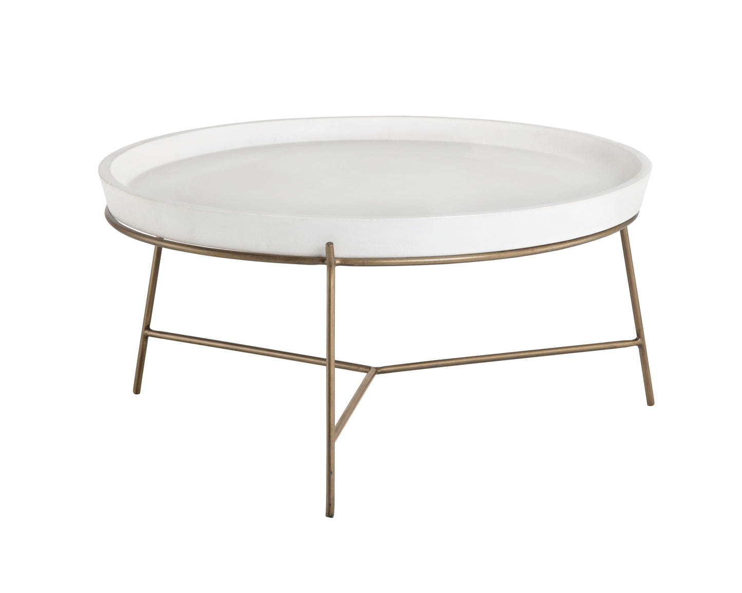 NAHLA REMY COFFEE TABLE - ANTIQUE BRASS - WHITE