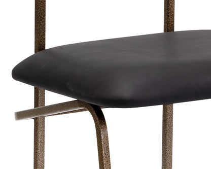 NAHLA GIBBONS DINING CHAIR - ANTIQUE BRASS - CHARCOAL BLACK LEATHER