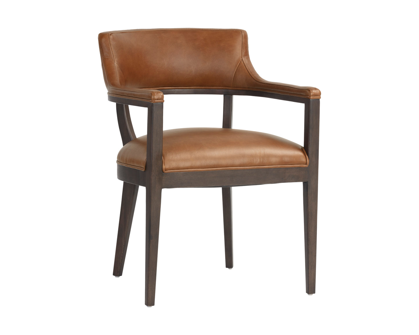 NAHLA BRYLEA DINING ARMCHAIR - BROWN - SHALIMAR TOBACCO LEATHER