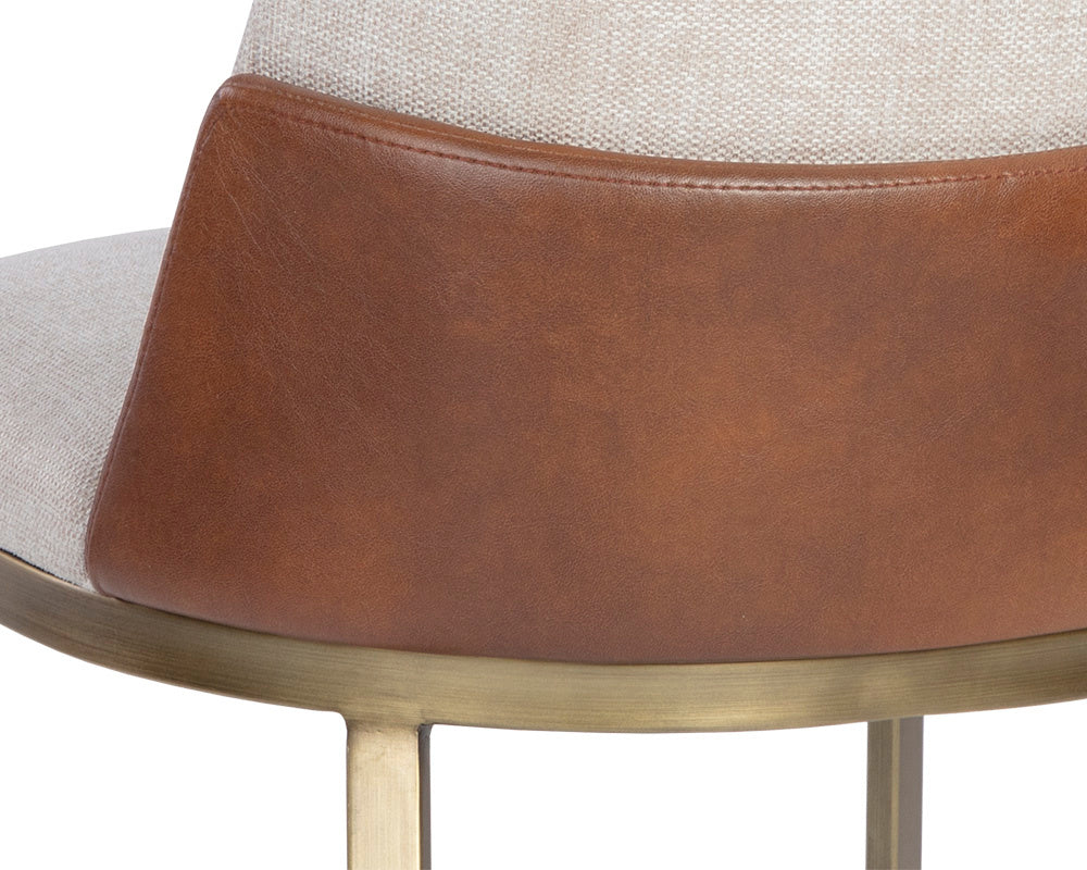 NAHLA MARIE DINING CHAIR - BELFAST OATMEAL / BRAVO COGNAC