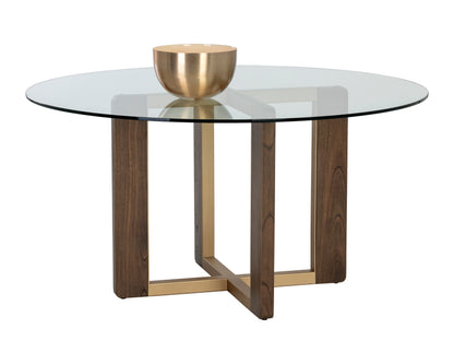 NAHLA REJANE DINING TABLE BASE - GOLD - RAW UMBER