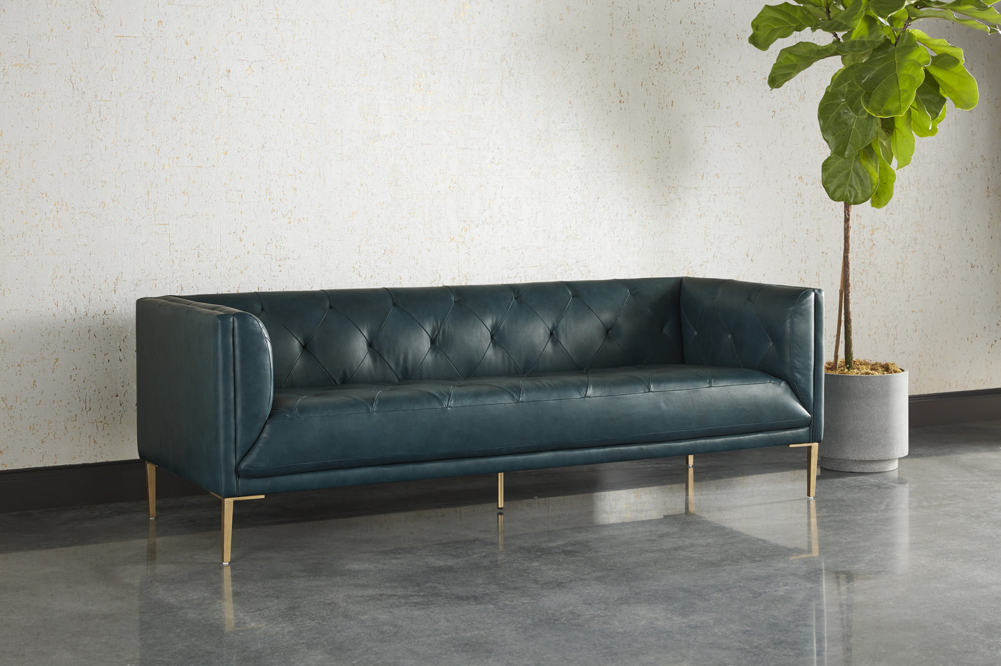 NAHLA WESTIN SOFA - VINTAGE PEACOCK LEATHER