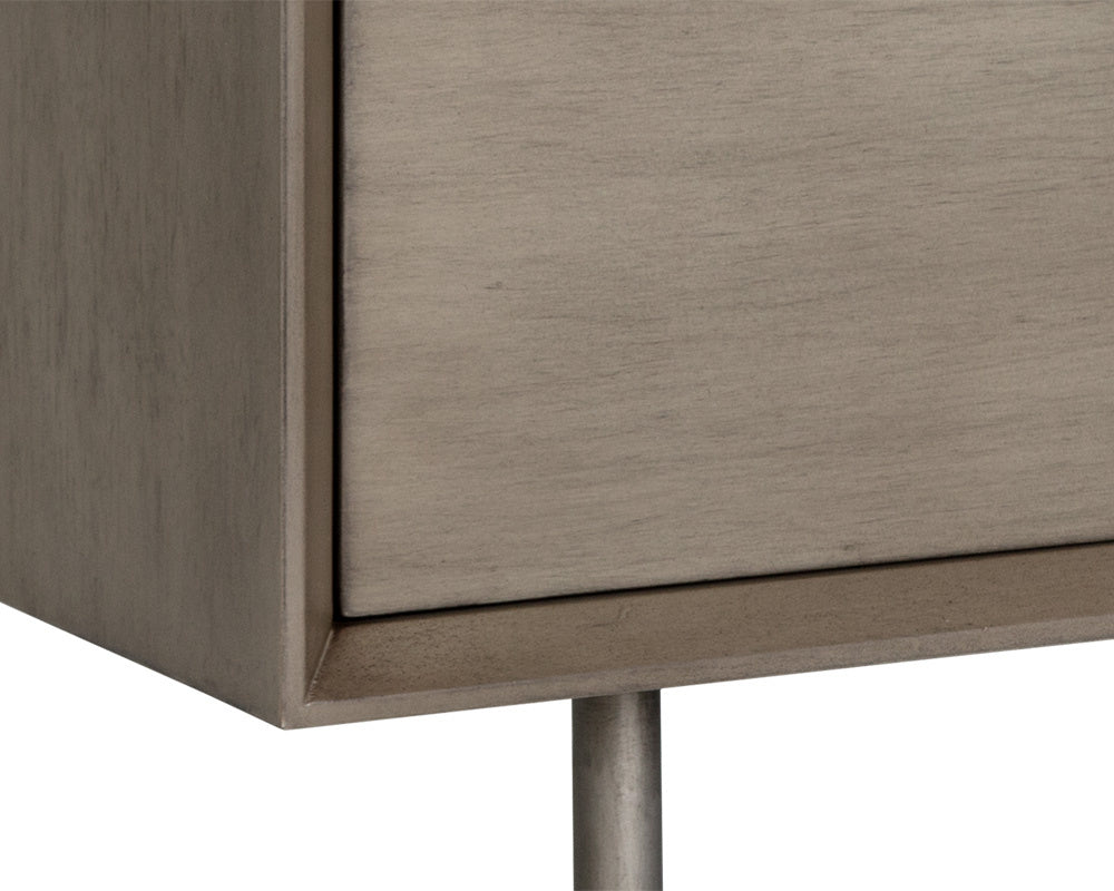 NAHLA EMERY NIGHTSTAND - ANTIQUE SILVER - ASH GREY