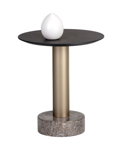 NAHLA MONACO END TABLE - GOLD - GREY MARBLE / CHARCOAL GREY