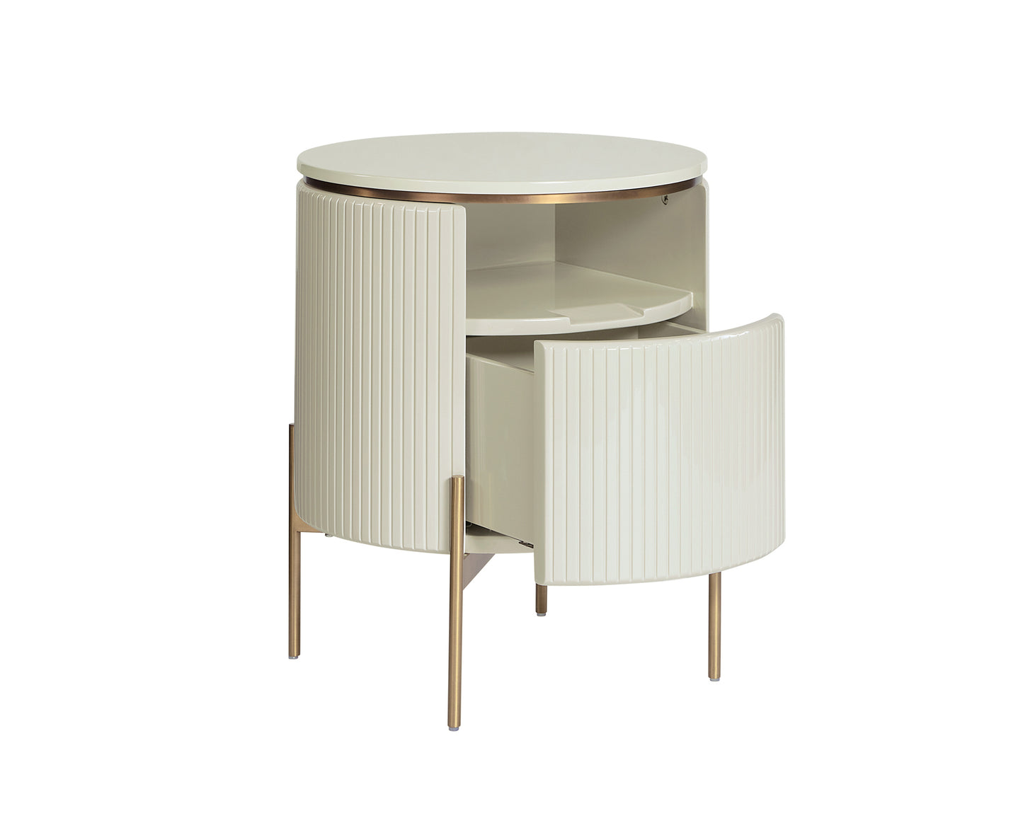 NAHLA PALOMA END TABLE - HIGH GLOSS CREAM