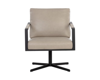 NAHLA RANDY SWIVEL LOUNGE CHAIR - ALPINE BEIGE LEATHER