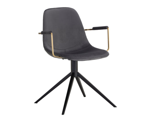 NAHLA CASSIUS SWIVEL DINING ARMCHAIR - SLATE TINT / NIGHTFALL BLACK