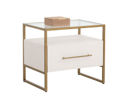 NAHLA VENICE NIGHTSTAND - OYSTER SHAGREEN