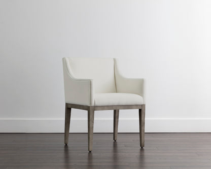 NAHLA MALIK DINING ARMCHAIR - ASH GREY - LINOSO IVORY