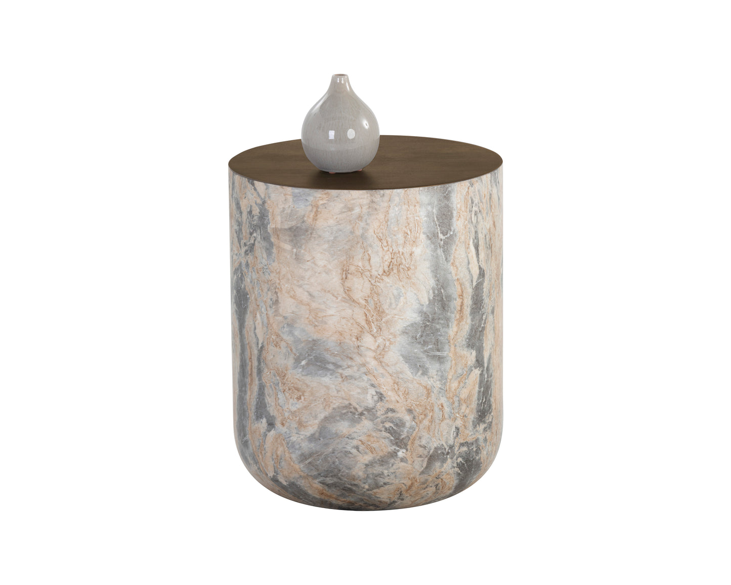 NAHLA DIAZ END TABLE - MARBLE LOOK - ANTIQUE BRASS