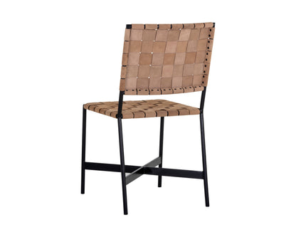 NAHLA OMARI DINING CHAIR - SUEDE LIGHT TAN LEATHER