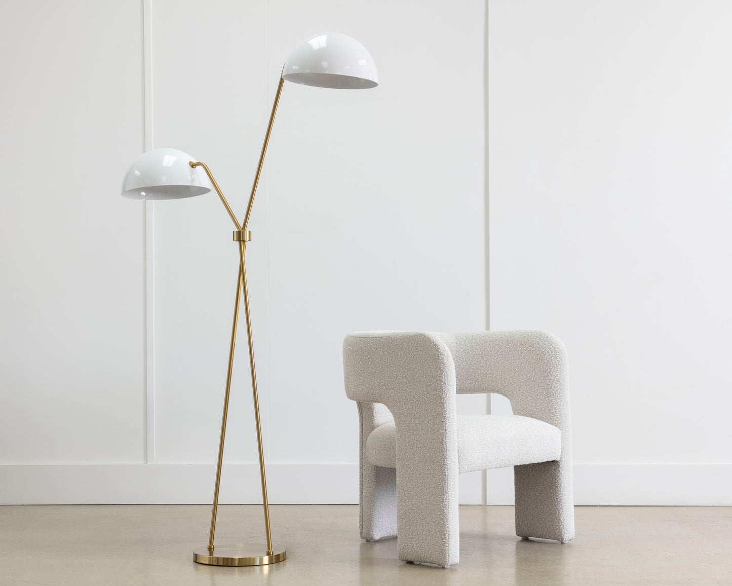 NAHLA FAVEN FLOOR LAMP - BRASS - WHITE